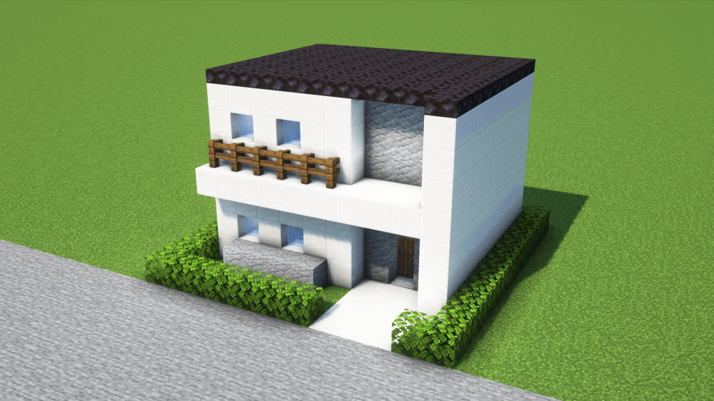 マイクラ建築：コンパクトでモダンなテラス付きの家