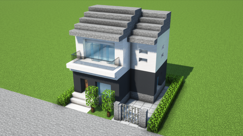 マイクラ建築：おしゃれでシンプルモダンな家。上下モノトーン。簡単10×10