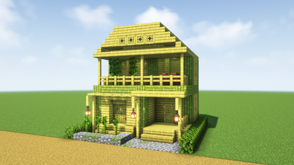 マイクラ建築：竹のみで作るサバイバルハウス。簡単10x10。