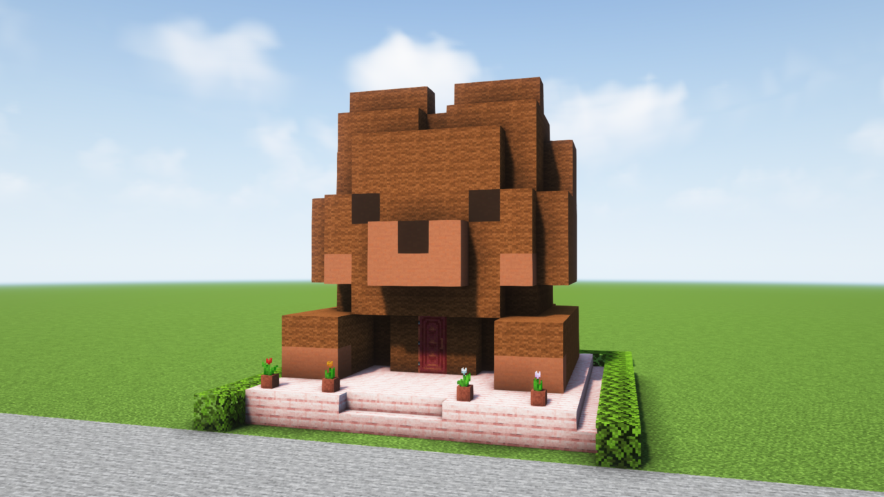 マイクラ建築：かわいいクマの家。簡単10×10。