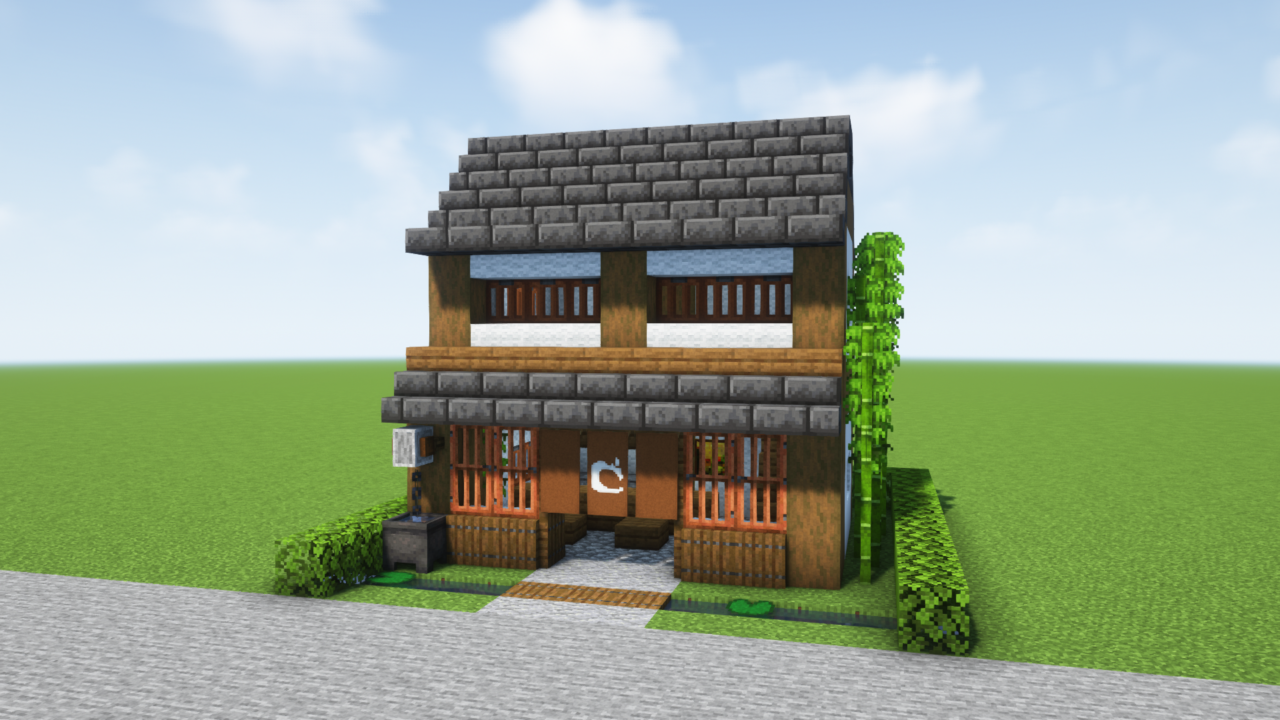 マイクラ和風建築：小さいお店。蕎麦屋さん風。簡単10×10。