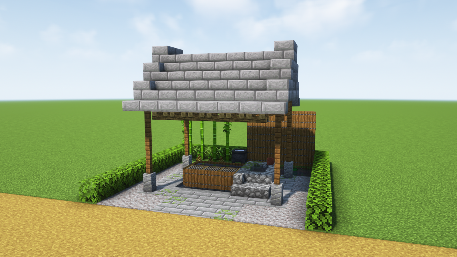 マイクラ和風建築：神社にある手洗い場（手水舎）。簡単10×10。No.165