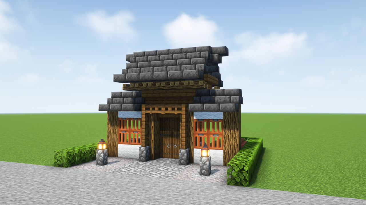 マイクラ建築：和風の門。簡単10×10。