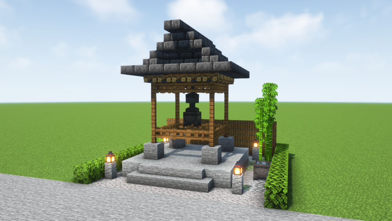 マイクラ和風建築：お寺の鐘楼。簡単10×10。