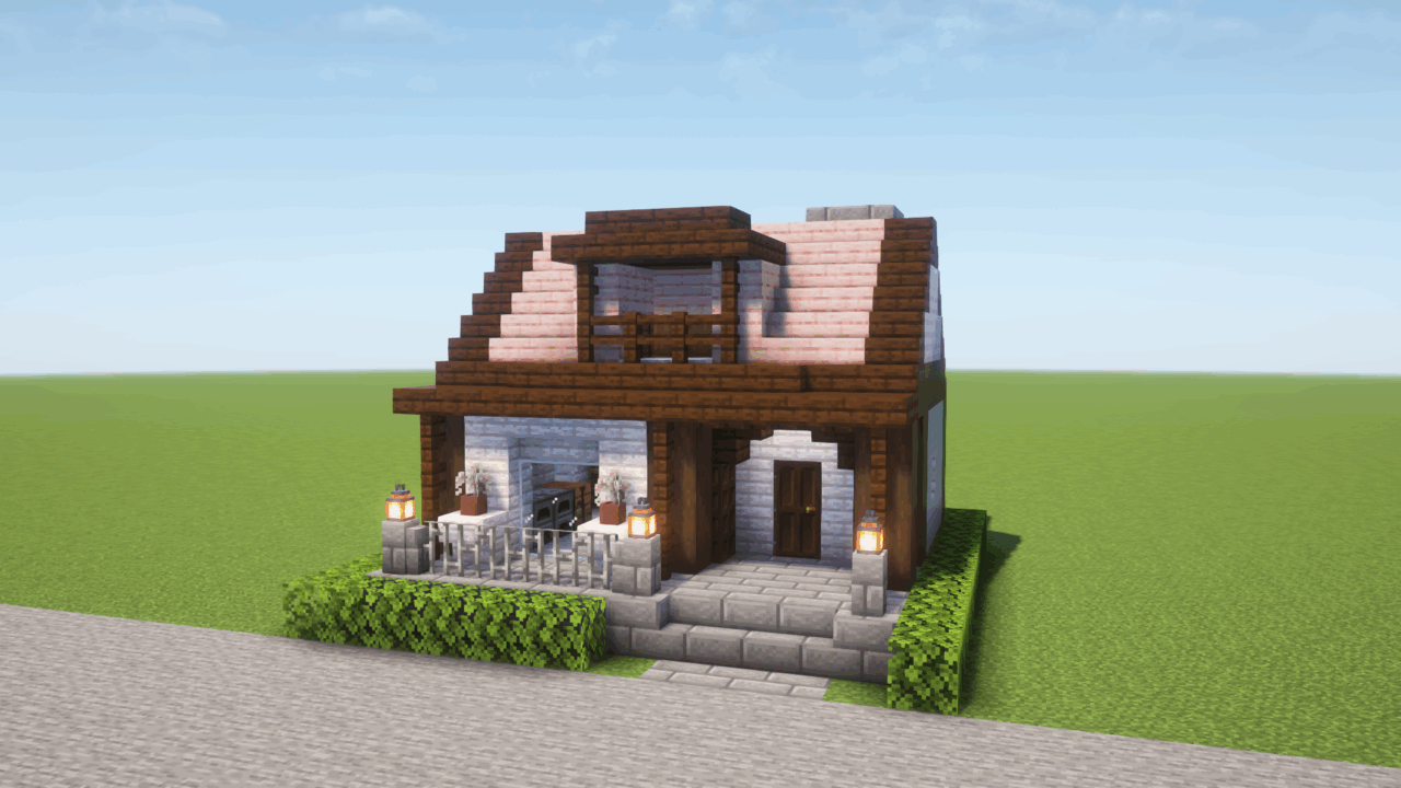 マイクラ建築:屋根の選べる小さな木の家。簡単10×10。