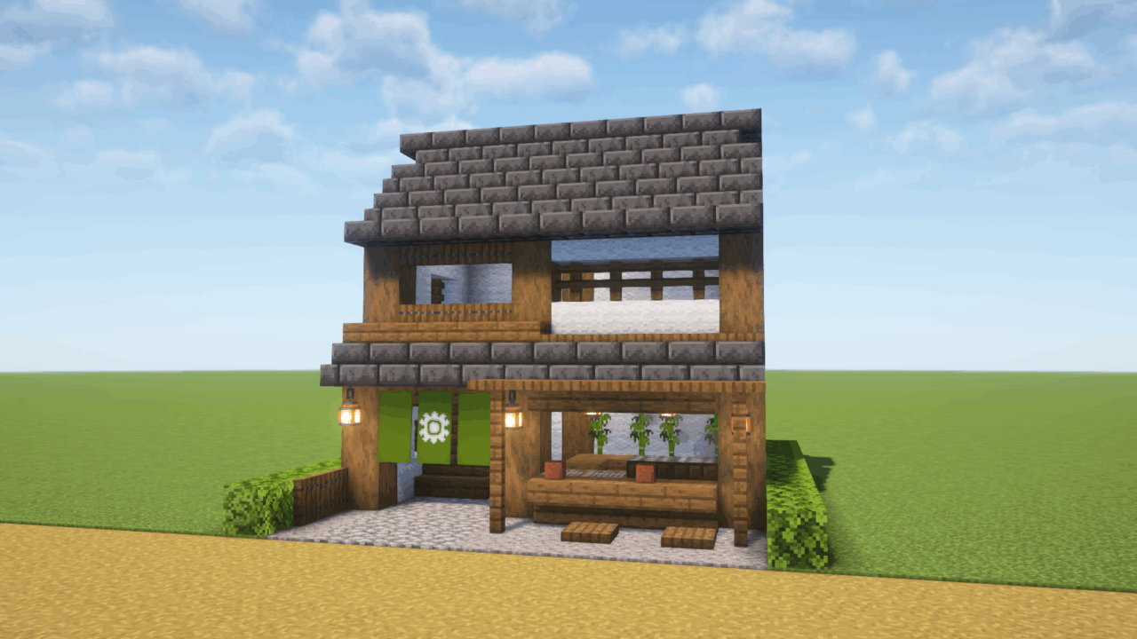 マイクラ建築:和風の茶屋。簡単10×10。