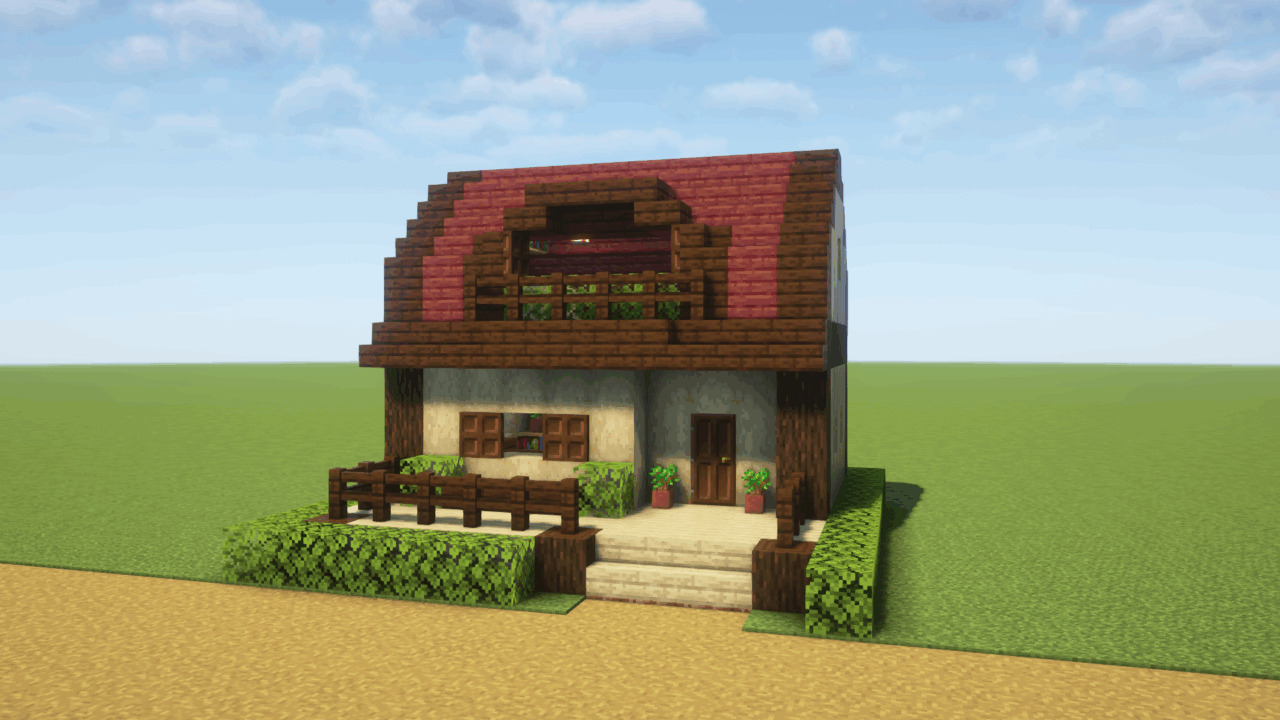 マイクラ建築：丸い屋根の小さい家。簡単10×10。