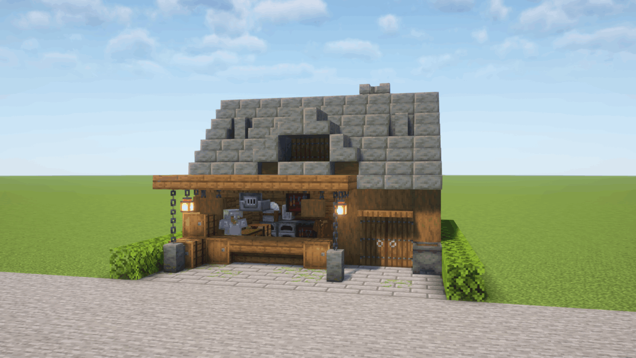 マイクラ建築：小さな鍛冶屋。簡単10×10。