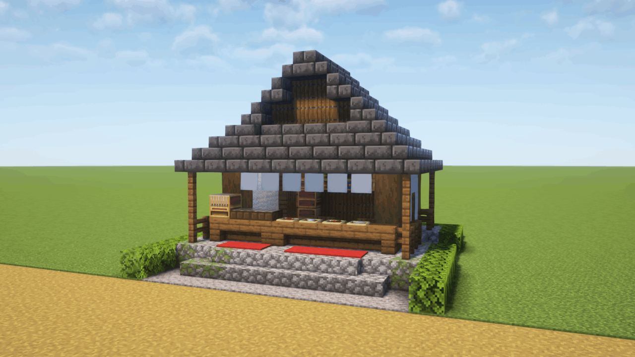 マイクラ建築:神社の社務所。簡単10×10。