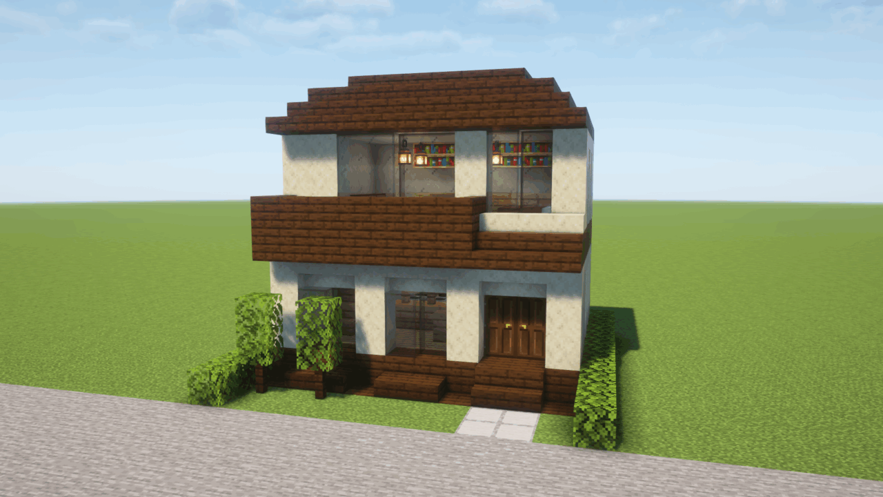 マイクラ建築：モダンな民家。簡単10×10。