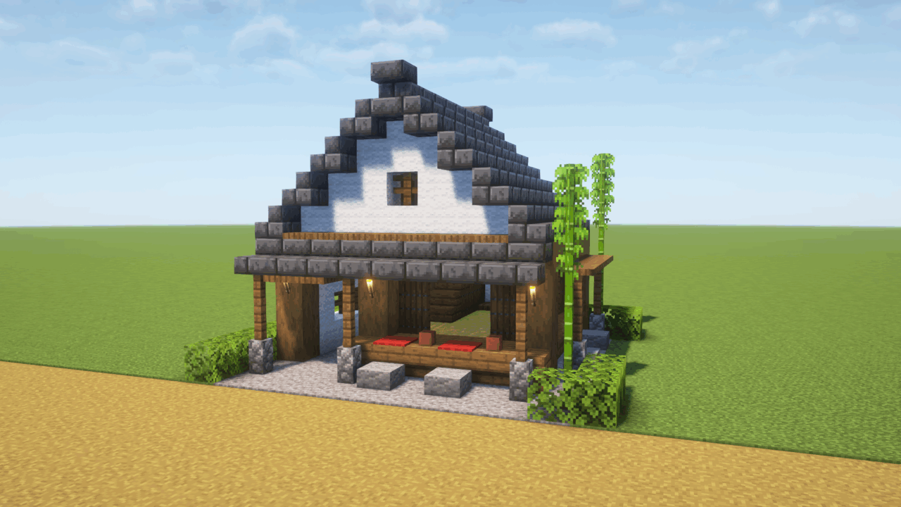 マイクラ和風建築:和室のある家。簡単10×10。