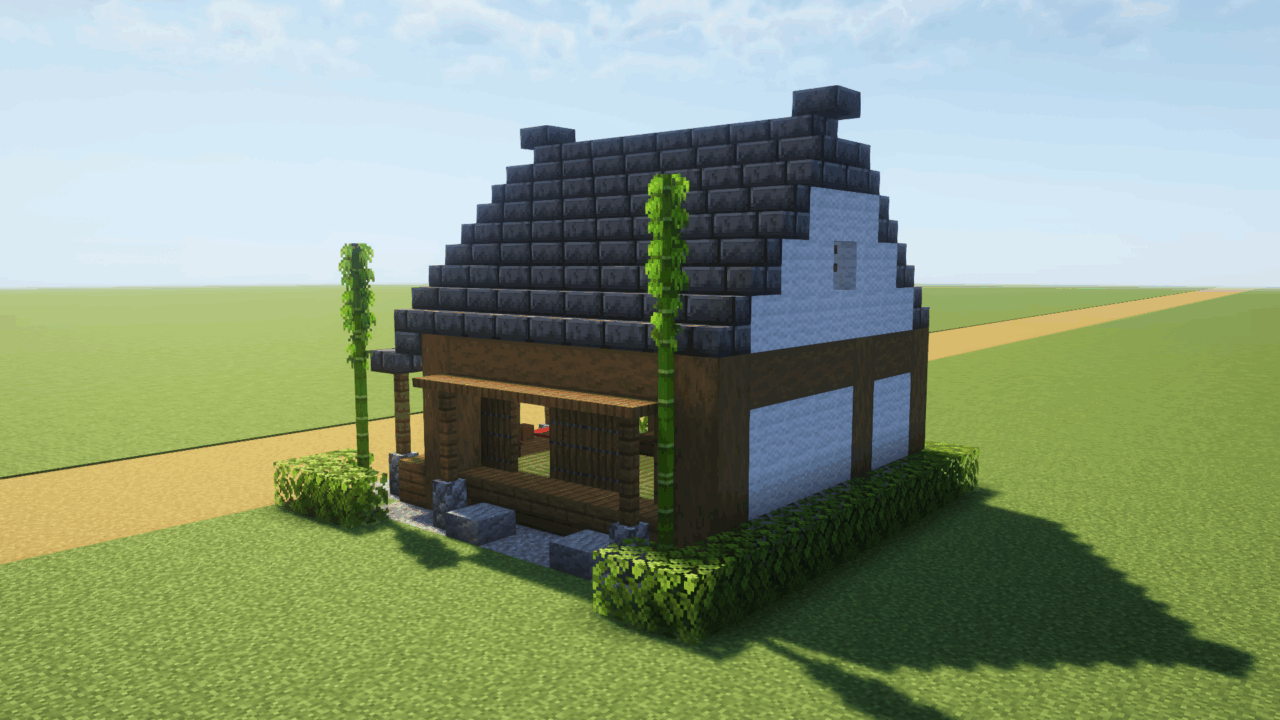 和室のある家。正面から。