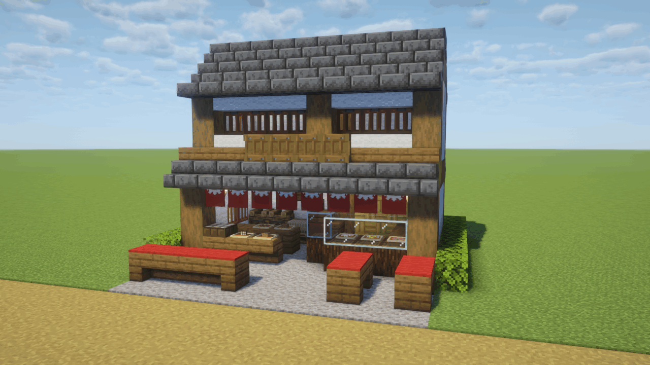 マイクラ和風建築：和菓子屋さん。簡単10×10。