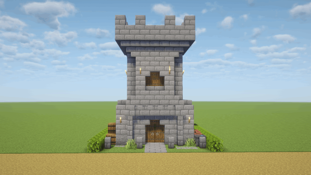 石レンガの砦。正面から。