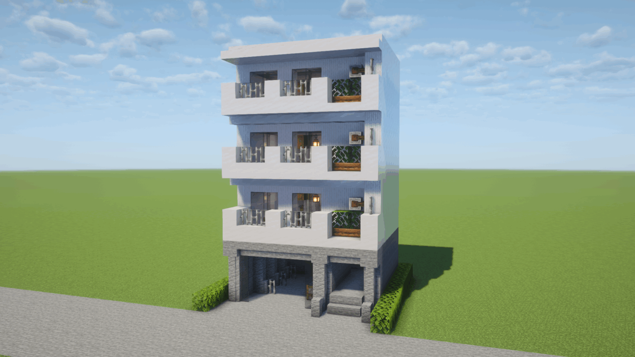 マイクラ建築：シンプルなアパート。簡単10×10。