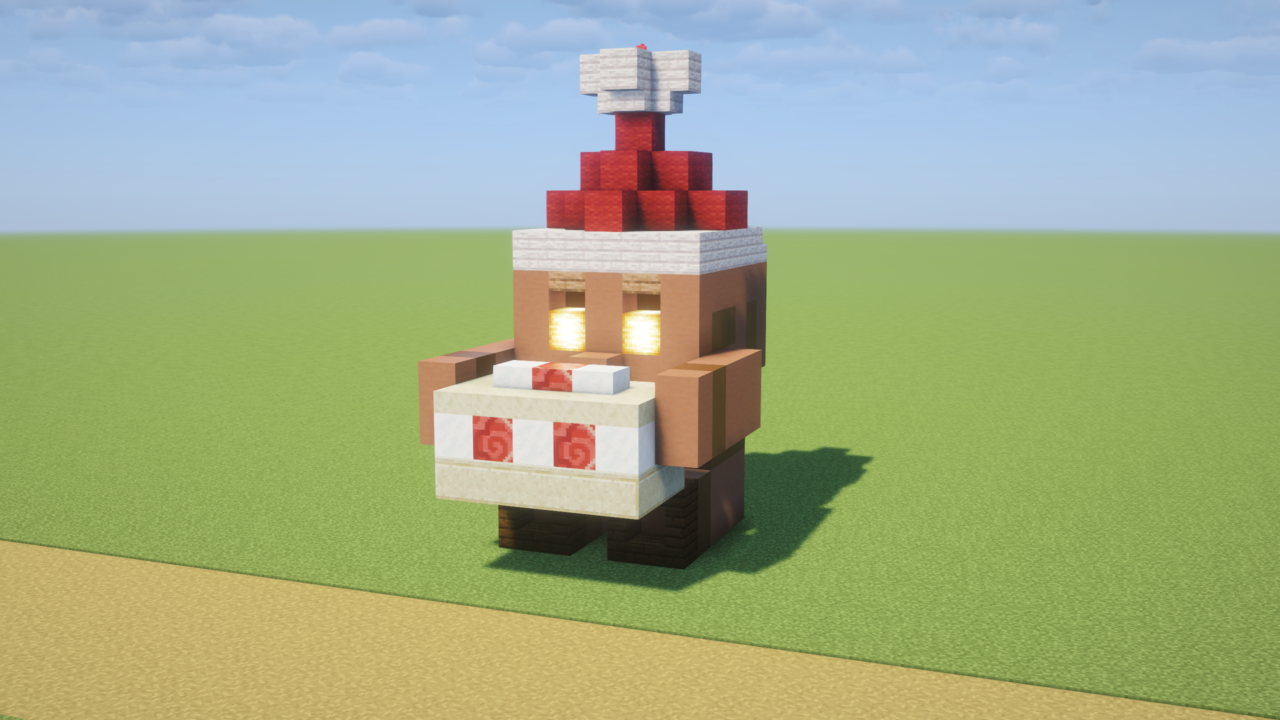 クリスマスのサンタ銅ゴーレム。ケーキを運んでます