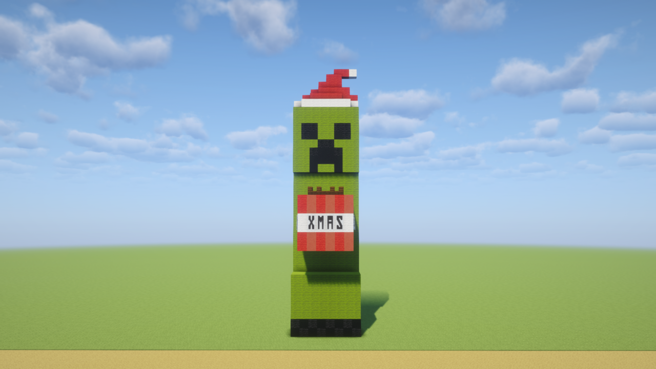 クリスマスのサンタ帽子クリーパー。正面から