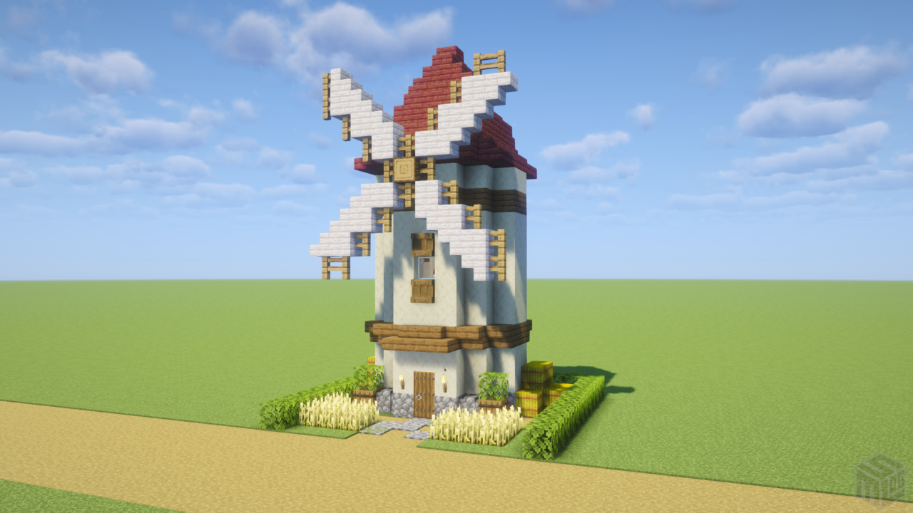 マイクラ建築：小さい風車。簡単10×10。