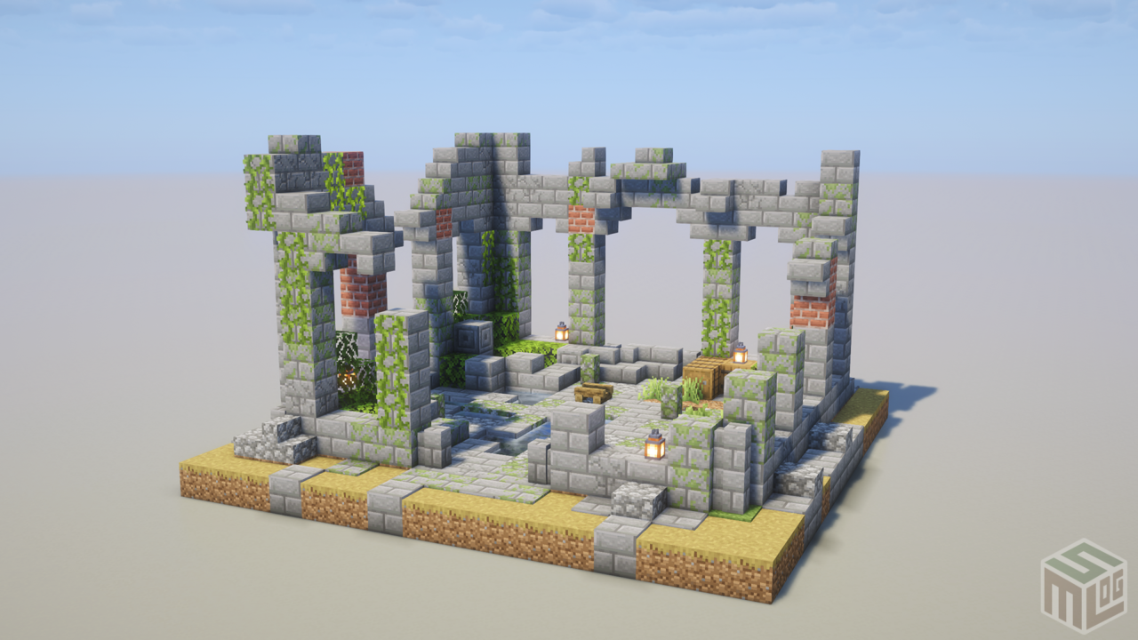 マイクラ建築：小さい廃墟。簡単16×16
