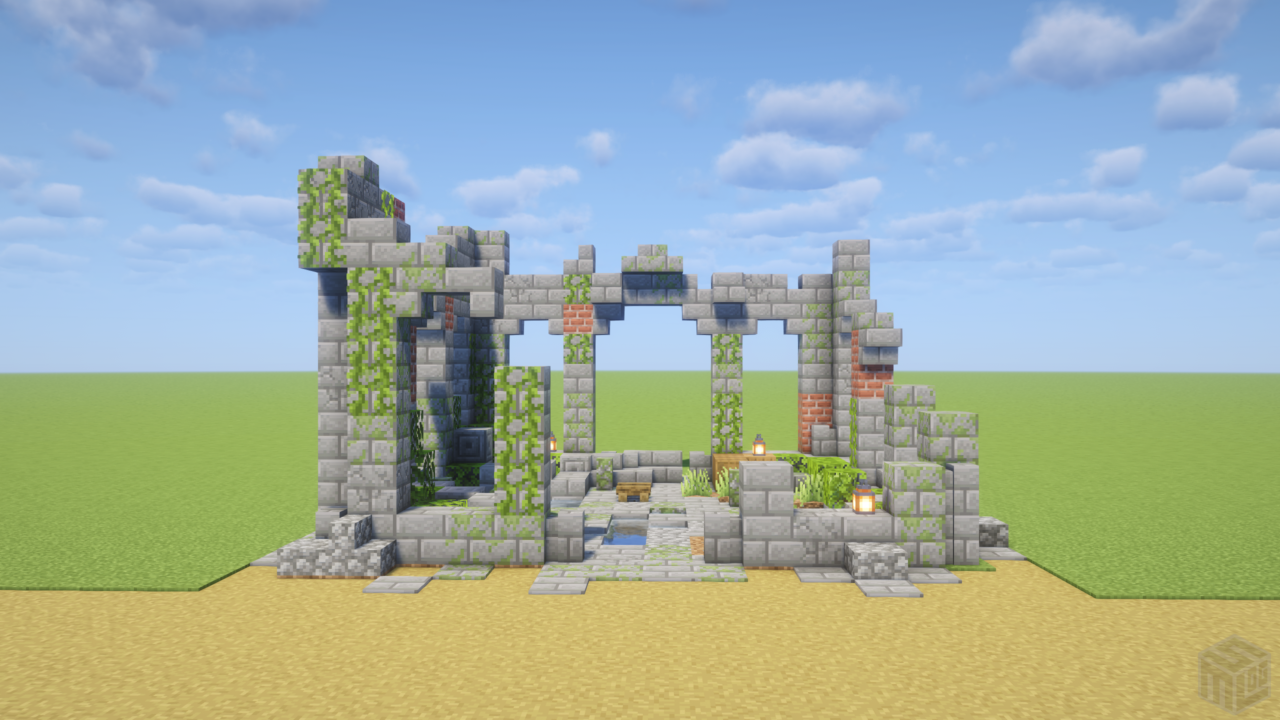 小さい廃墟。正面から