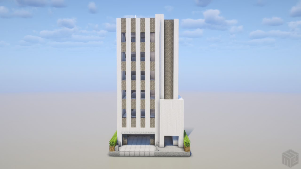 モダンなオフィスビル。正面から