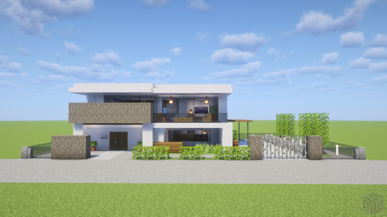 モダンで高級な家。正面から