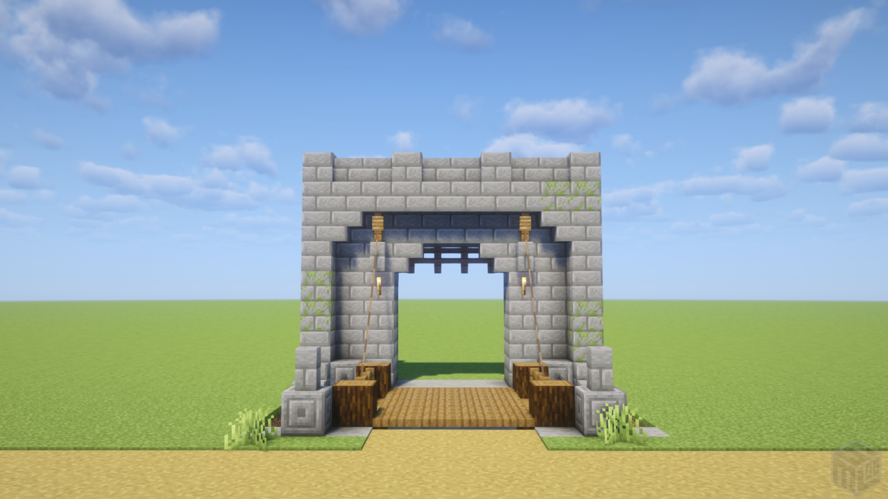 城門の跳ね橋。正面から