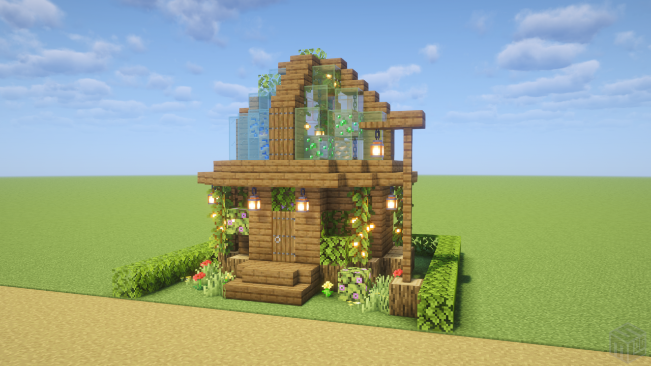 マイクラ建築：小さな植物園。簡単10×10。