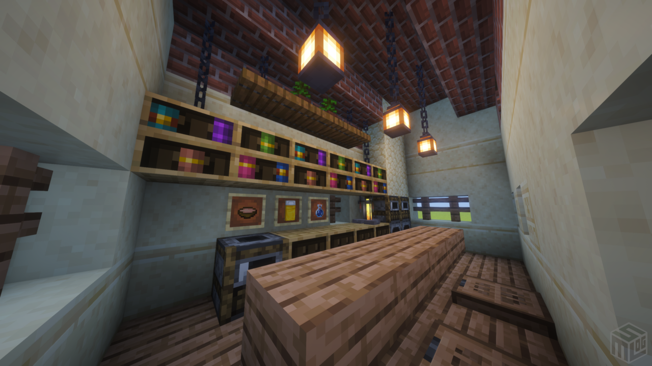 内装。小さなカフェテリア