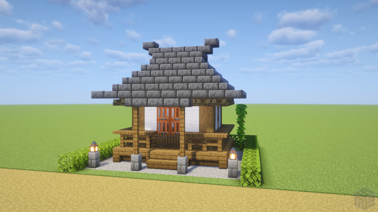 マイクラ和風建築：小さなお寺のお堂。簡単10×10。